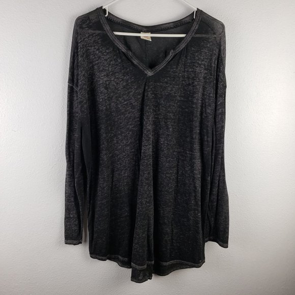 Faded Glory Tops - Faded Glory Women's Size 2X Long Sleeve Burnout Tee Charcoal Gray Long Sleeve